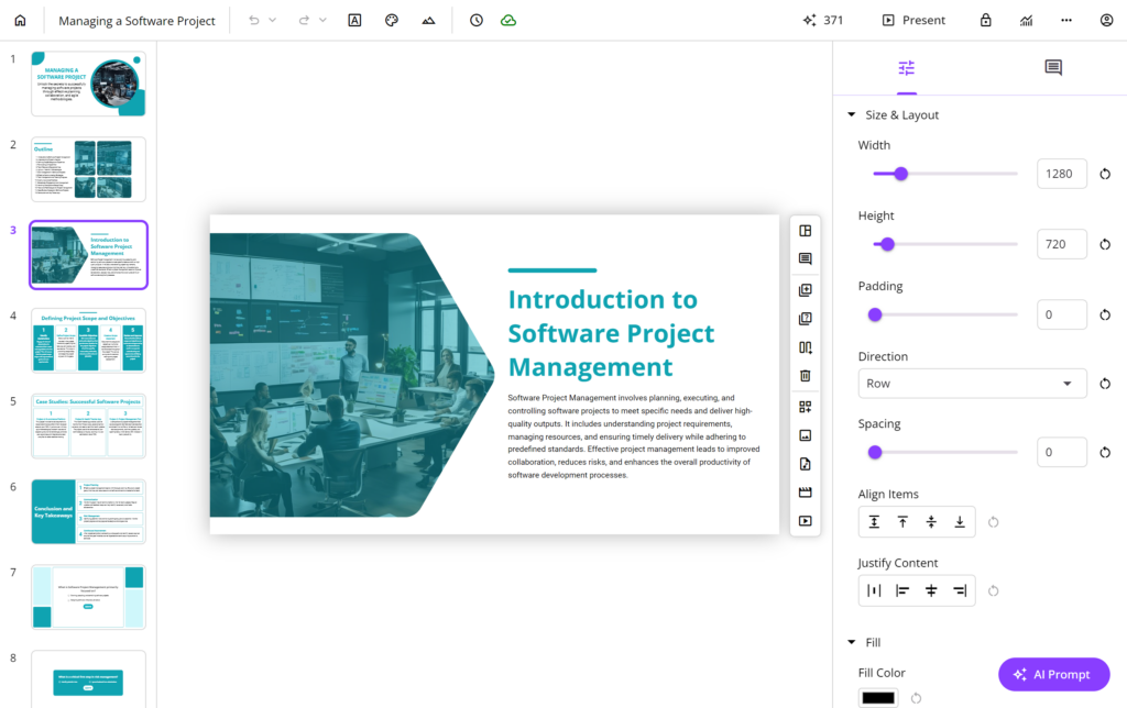 example of AI presentation maker, uPresenter