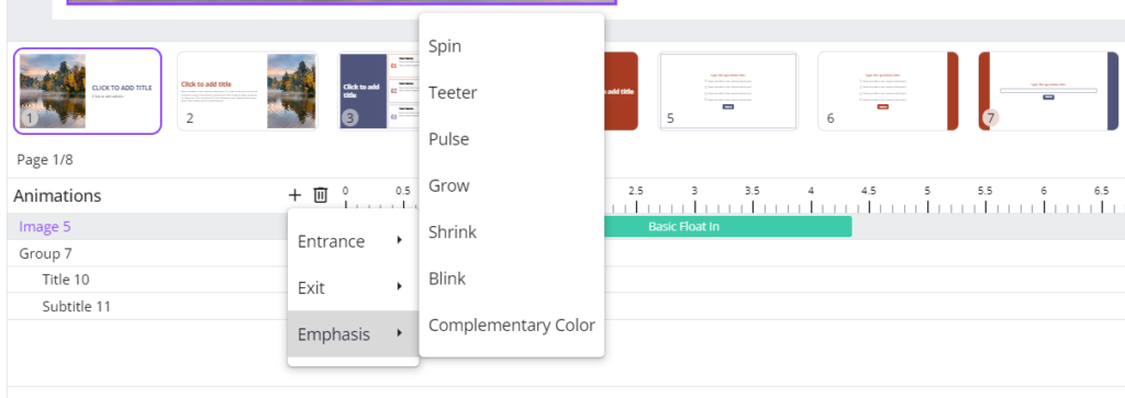 uPresenter timeline pane