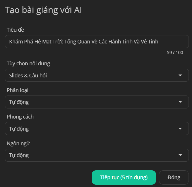 Tạo slide bằng AI