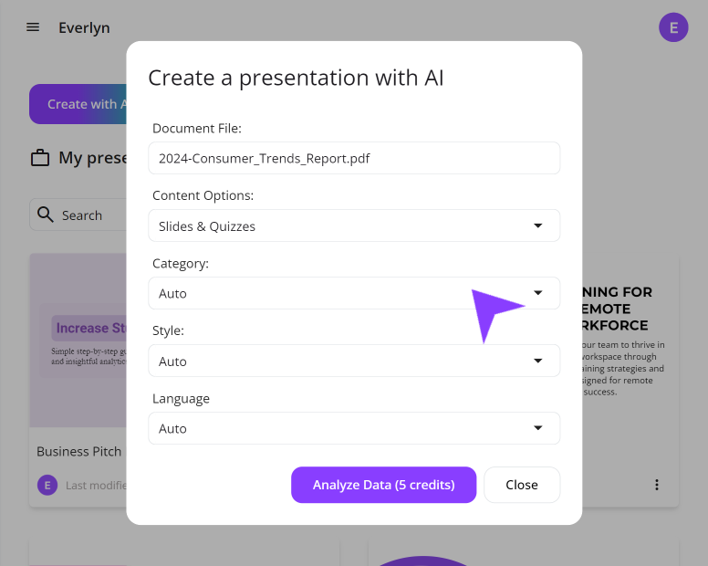 Import PDF to create presentations uPresenter